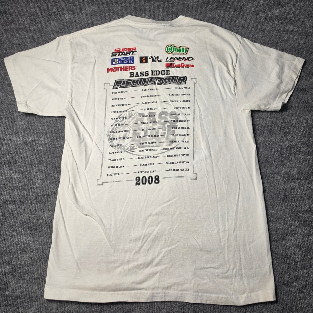 Bass Edge Fishing Tour 2008 T Shirt Mens Medium White Delta Pro Weight Graphic